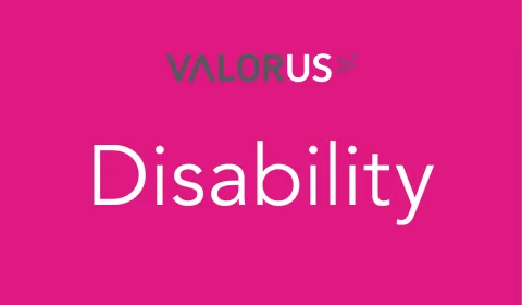 Pink background with title disability in white font